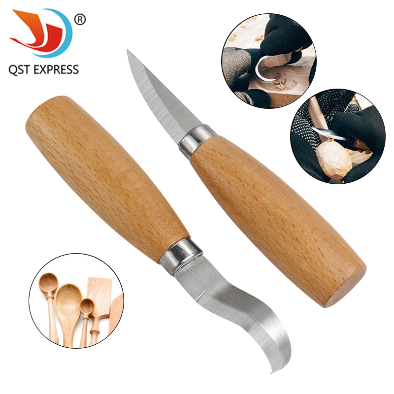 Woodworking Groove - 스테인리스 철 조각 칼 너도밤나무 손잡이