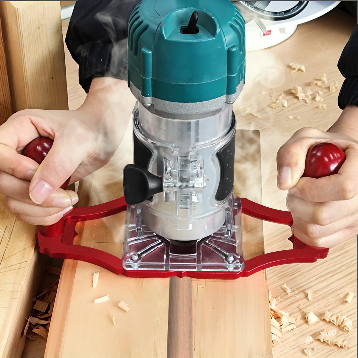 Woodworking Groove - 핸들이 있는 라우터 베이스 및 중심선