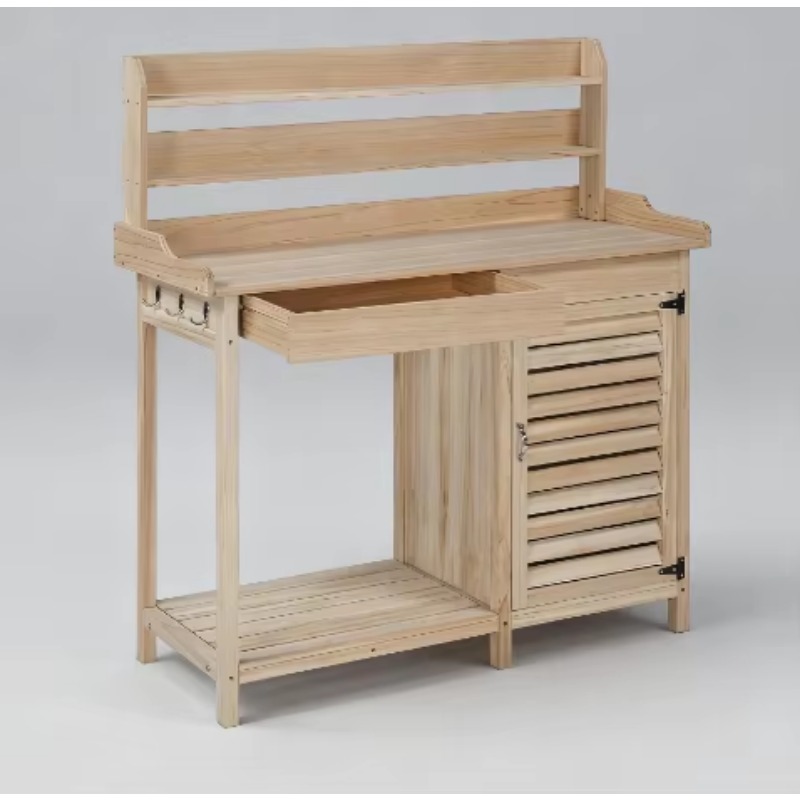 새로운 내추럴 컬러의 나무 재질 정원 작업대, 수납 캐 - Woodworking Work Table 리뷰 및 가격