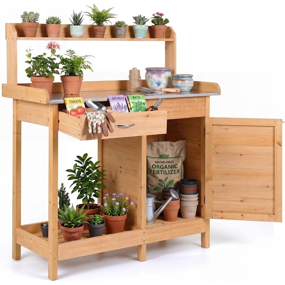 야외 화분 키우기용 테이블, 나무 정원 작업대, 수납장 - Woodworking Work Table 리뷰 및 가격
