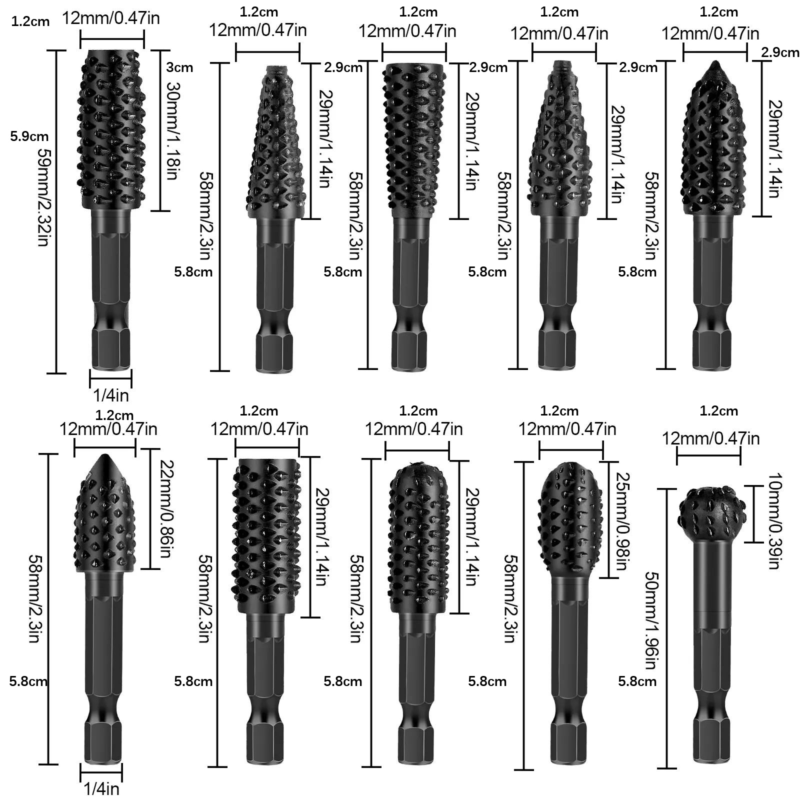 10Pcs 나무 조각 Rasp 드릴 비트 1/4 생크  - Woodworking Files And Rasps 리뷰 및 가격